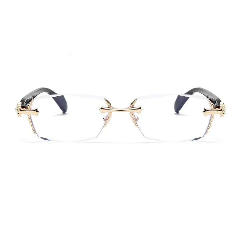 Thermabuild | Unisex Rimless Square Reading Glasses - Blue Light Blocking Lightweight Metal Frame Eyeglasses for Men and Women - Presbyopia Corrective Lenses
