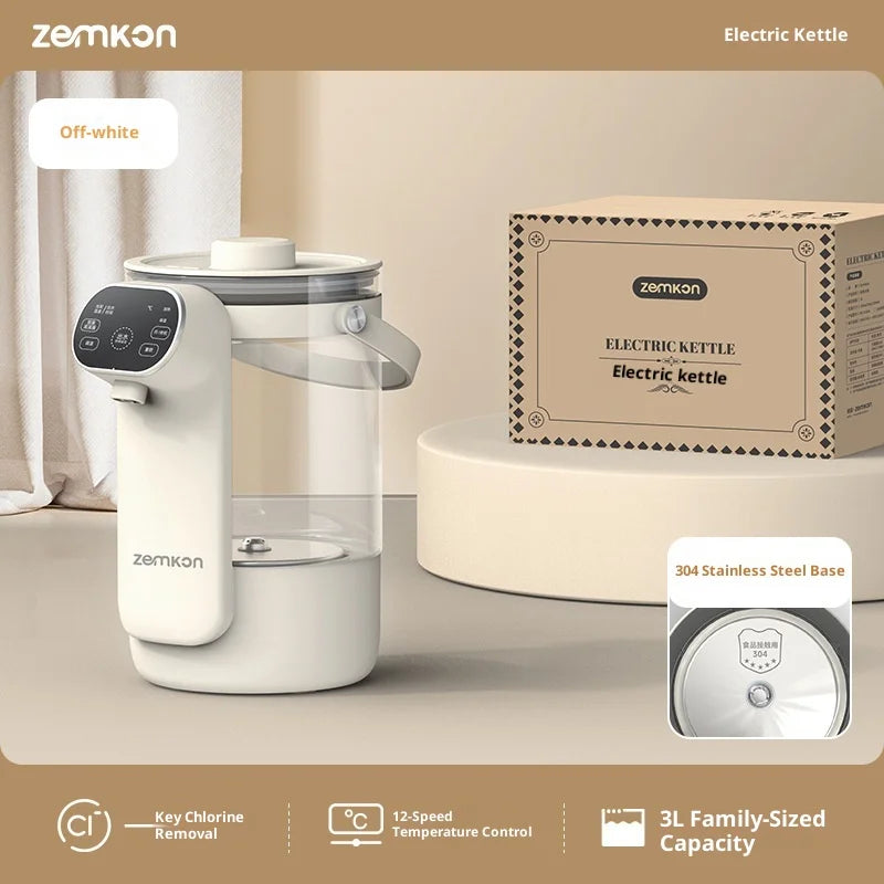 Thermabuild | Electric Glass Kettle with Digital Temperature Control and 3.0L Capacity - Automatic Shut-Off Hot Water Boiler with Stay-Warm Insulation