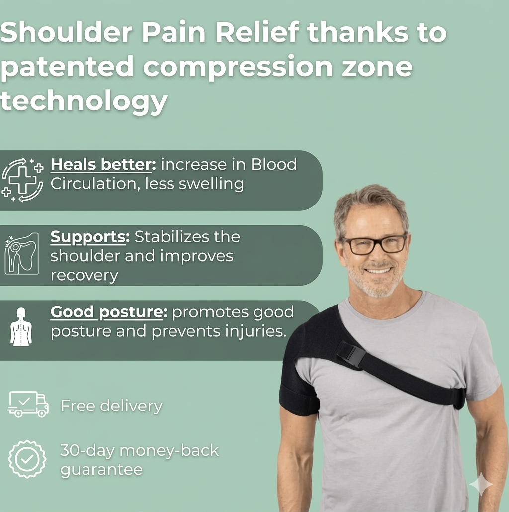 Thermabuild | Adjustable Compression Shoulder Brace for Pain Relief - Breathable Neoprene Support Sleeve for Rotator Cuff, Dislocation, and Joints