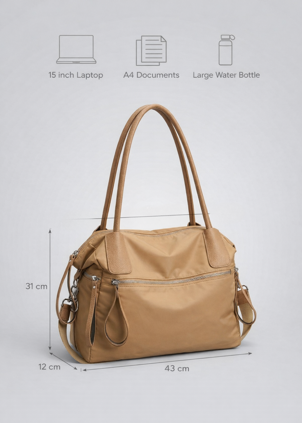 Thermabuild | Khaki Nylon Tote Bag for School