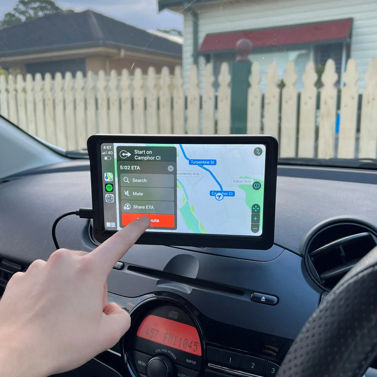 Thermabuild | Wireless Apple CarPlay and Android Auto Portable Touchscreen Display for Universal Vehicles - Dashboard Mounted Car Multimedia Player with Bluetooth and Dashcam