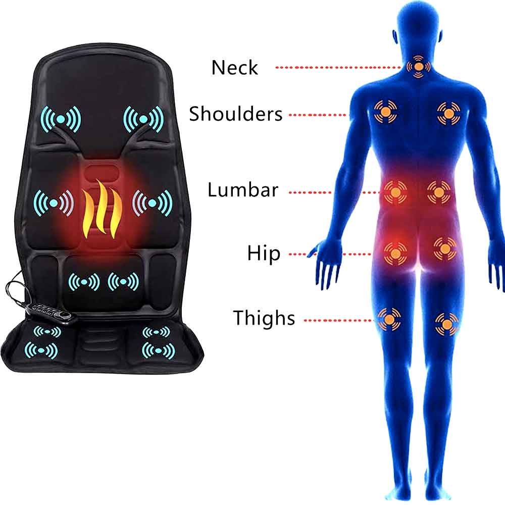 Thermabuild | 8 Mode Massage Chair Pad With Heated Back Neck Cushion For Car & Home