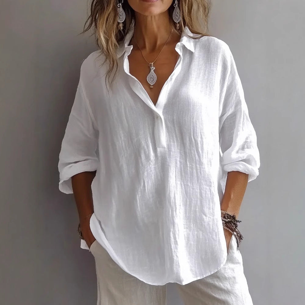 Thermabuild | Women's Wide-Sleeve Casual Linen Shirt