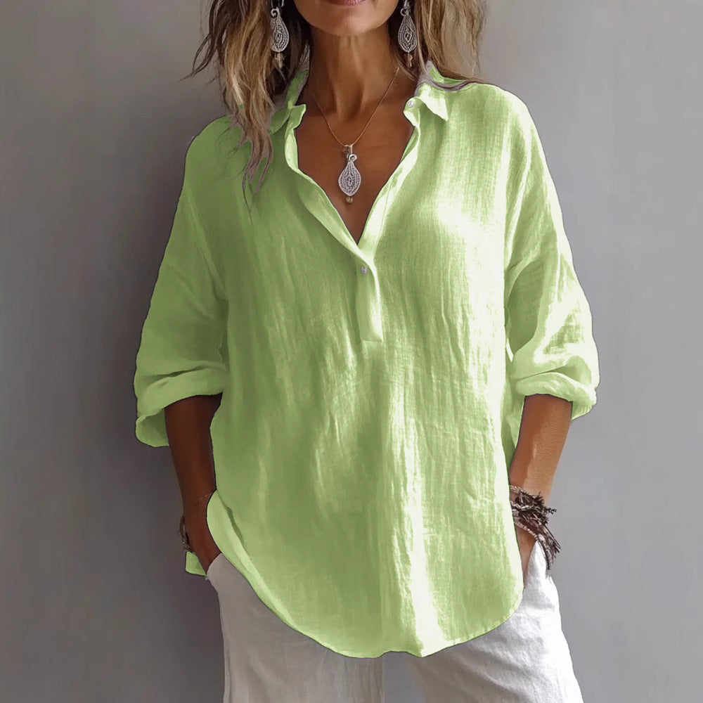 Thermabuild | Women's Wide-Sleeve Casual Linen Shirt