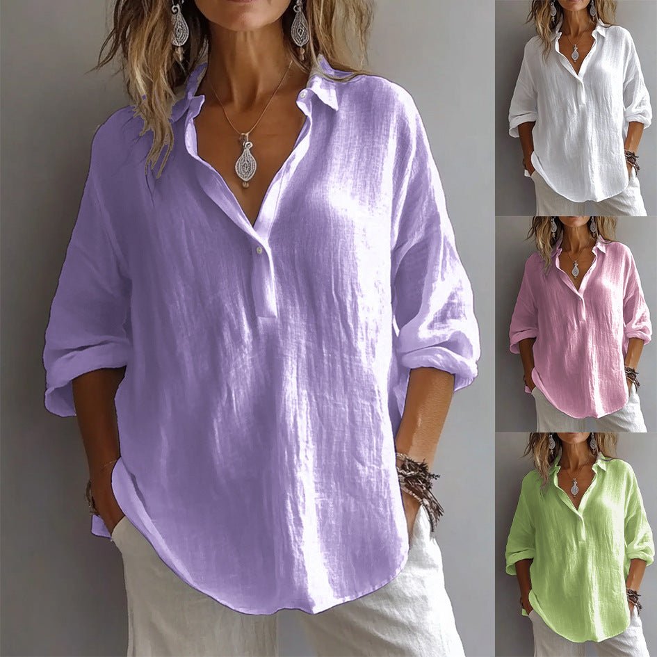 Thermabuild | Women's Wide-Sleeve Casual Linen Shirt