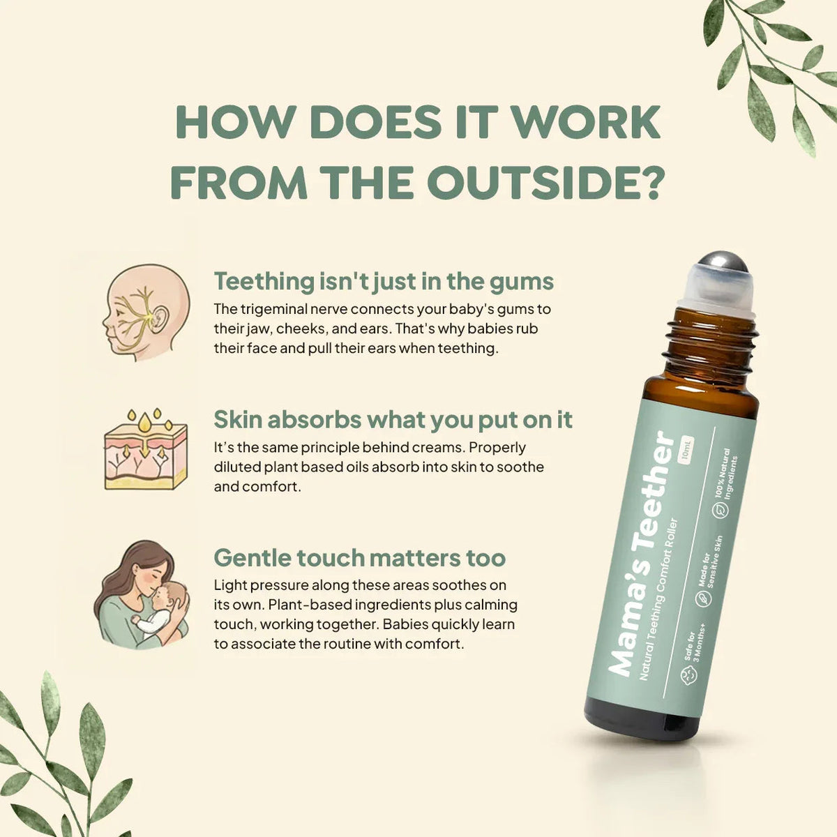 Thermabuild | Natural Baby Teething Roller with Roman Chamomile and Lavender - Soothing Essential Oil Topical Blend for Infants 3 Months and Up
