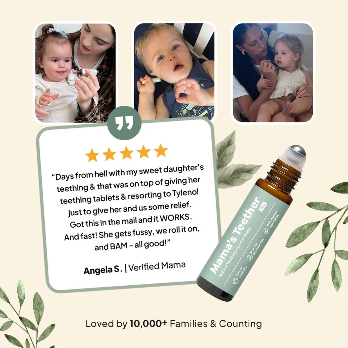 Thermabuild | Natural Baby Teething Roller with Roman Chamomile and Lavender - Soothing Essential Oil Topical Blend for Infants 3 Months and Up