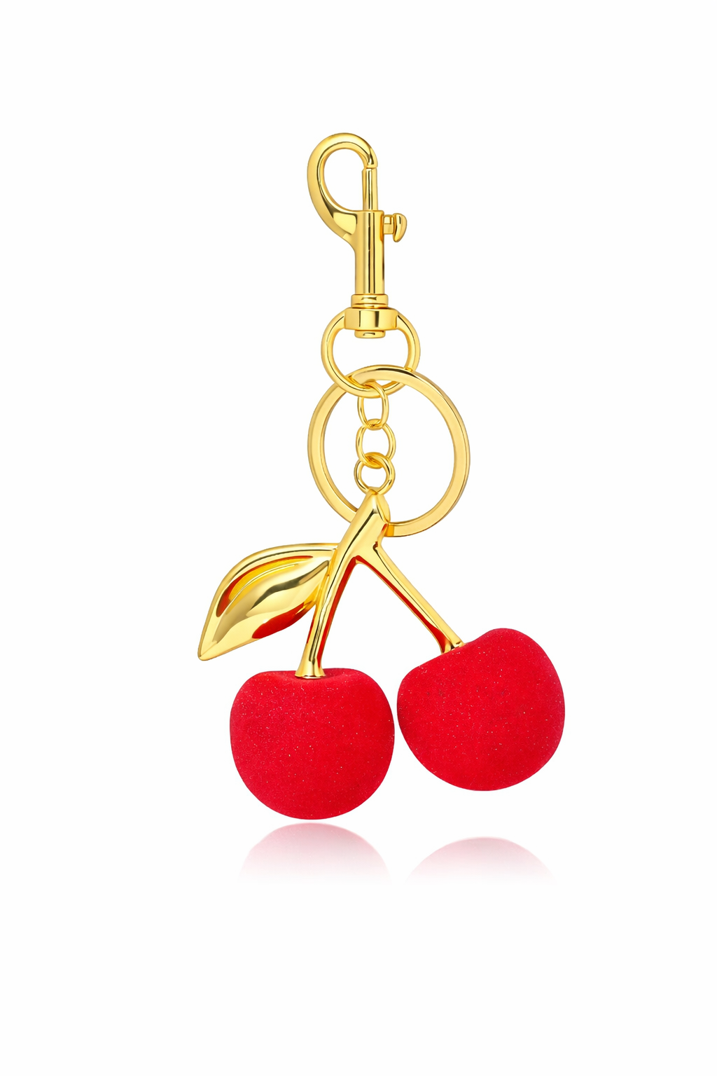 Thermabuild | Red Cherry Bag Charm & Keychain – Gold-Tone Metal