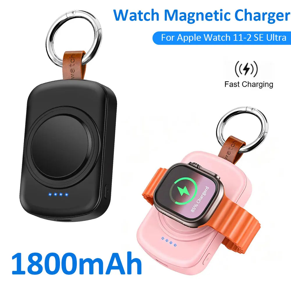 Thermabuild | Portable Magnetic Smartwatch Charger Keychain with 1800mAh Battery – Wireless Charging Dock