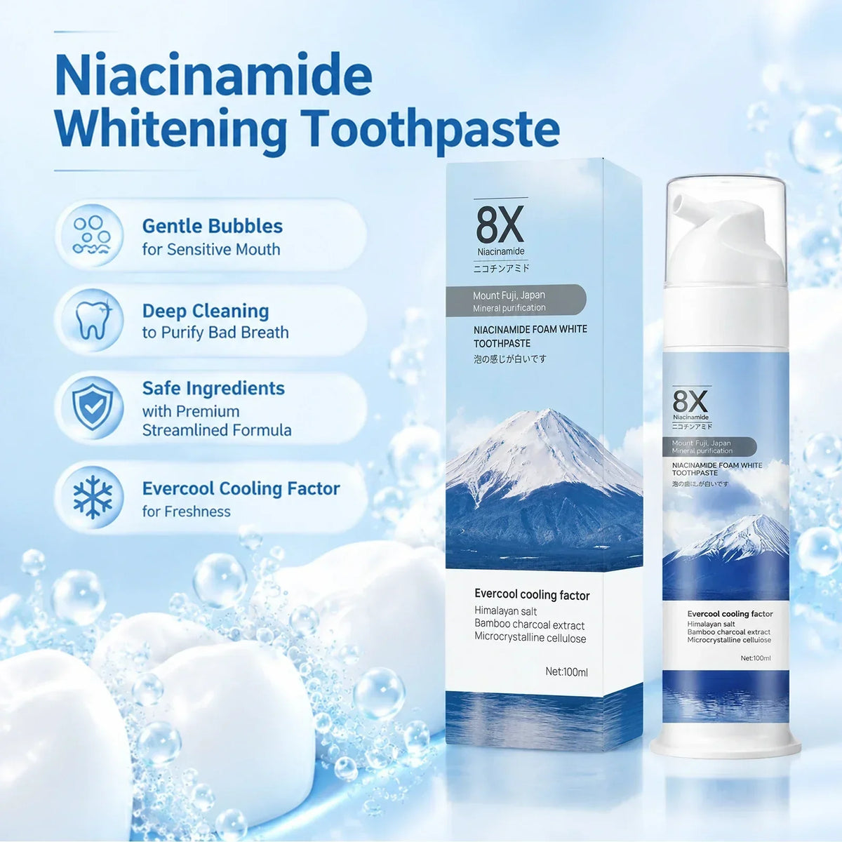 Thermabuild | Niacinamide Foam Toothpaste 100ml – Teeth Brightening Foam for Fresh Breath