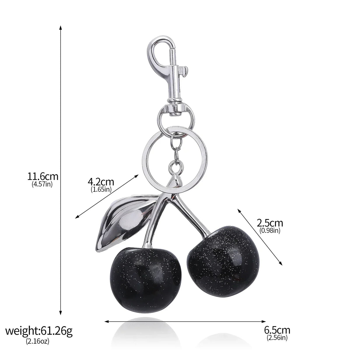 Thermabuild | Black Cherry Bag Charm & Keychain – Silver-Tone Metal