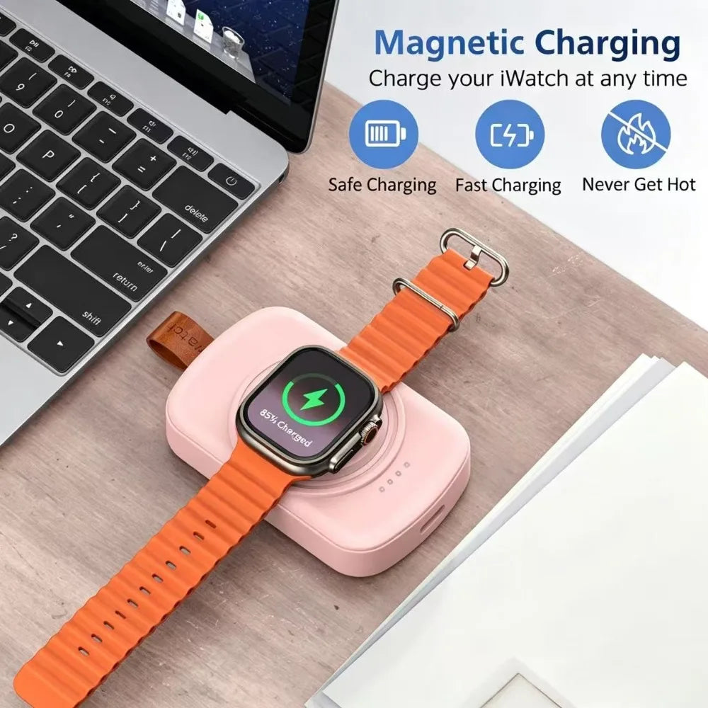 Thermabuild | Portable Magnetic Smartwatch Charger Keychain with 1800mAh Battery – Wireless Charging Dock