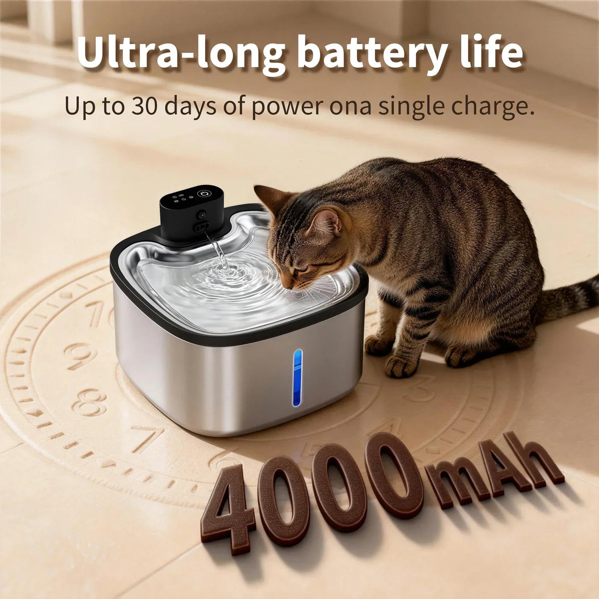 Thermabuild | Wireless Cat Water Fountain 3.5L with Motion Sensor, Filter and 4000mAh Battery