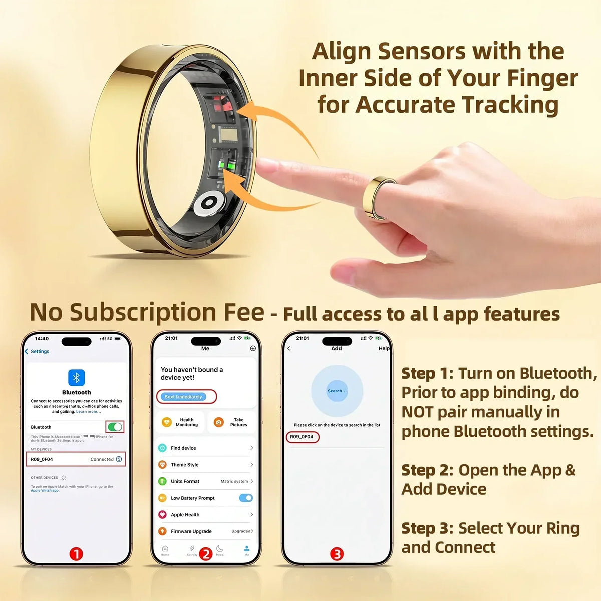Thermabuild | Smart Ring Activity and Sleep Tracker with Heart Rate, Blood Oxygen and Temperature Monitoring
