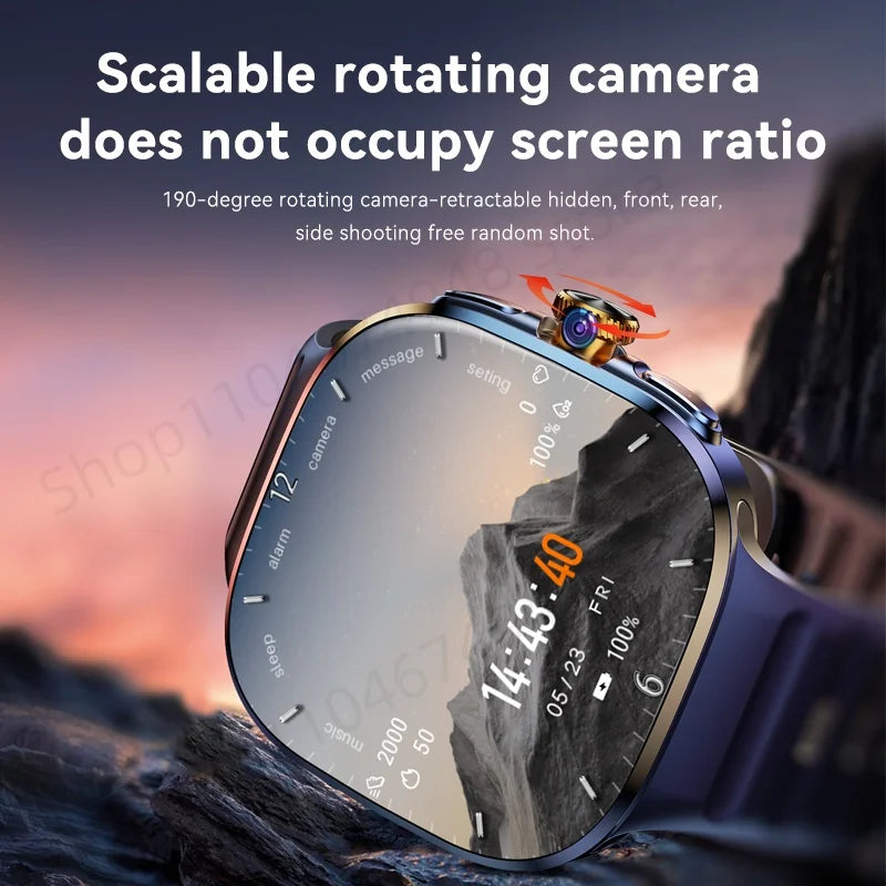 Thermabuild | M99 5G Smartwatch with 2.4 Inch AMOLED Screen and 900W Rotating Camera - WiFi GPS Navigation Watch with Heart Rate Monitor for Men and Women
