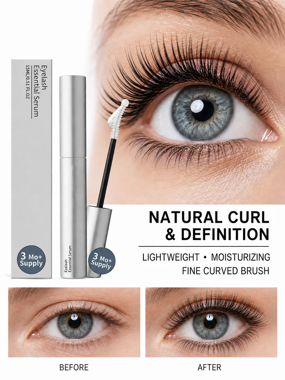 Thermabuild | Eyelash and Eyebrow Serum 15ml with Biotin, Castor Oil and Precision Brush