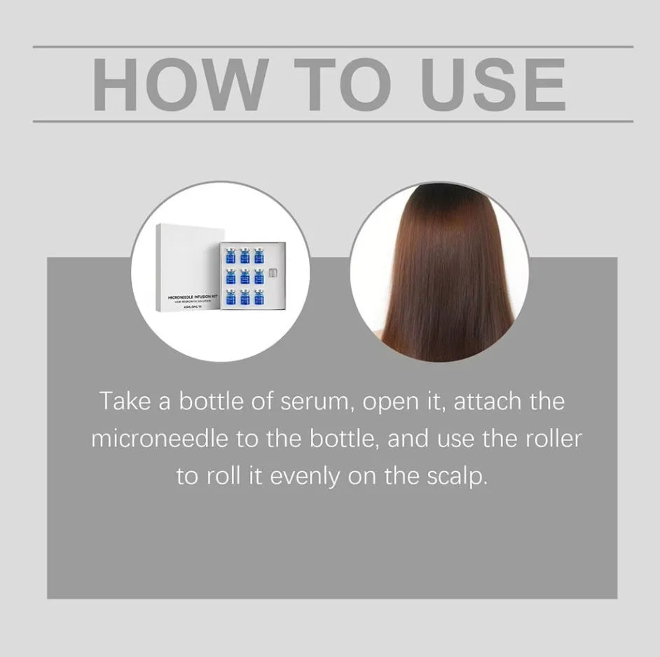 Thermabuild | Microneedle Scalp Care Kit with 9 x 5ml Nourishing Scalp Serum and 0.2mm Needle Head