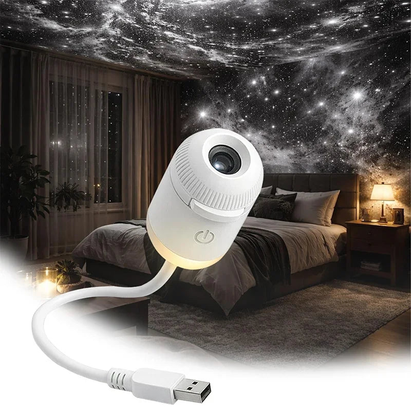 Thermabuild | USB Mini Galaxy Star Projector Night Light with Interchangeable Slide Films – Starry Sky Light for Home and Car