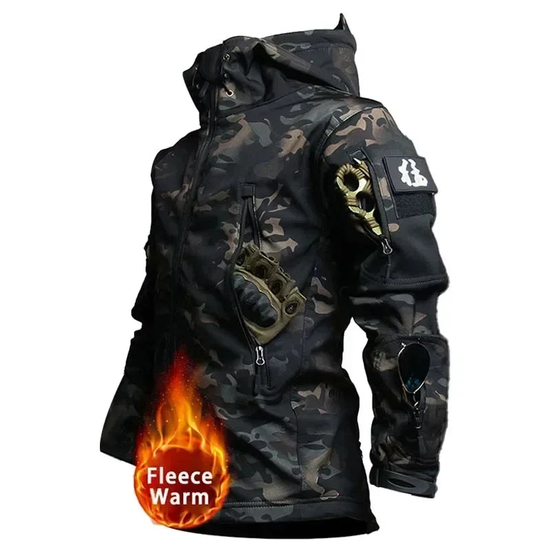 Thermabuild | Men's Military Tactical Uniform Set - Hooded Soft Shell Hunting Jacket with Breathable Long Sleeve Shirt and Multi-Pocket Cargo Pants - Unisex