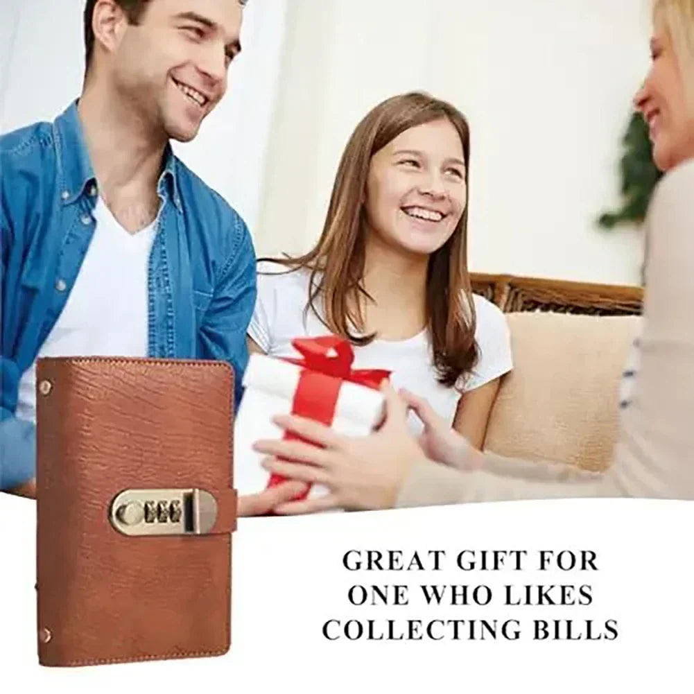 Thermabuild | 100 Envelope Savings Challenge Binder with Cash Envelopes and Combination Lock – PU Leather