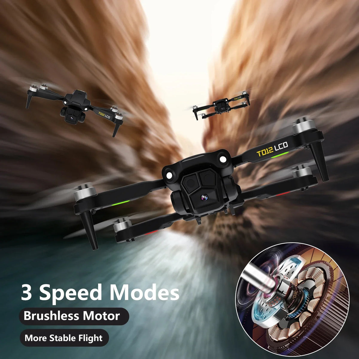 Thermabuild | Brushless Motor Drone with LCD Screen Remote Control - Portable Optical Flow Positioning Quadcopter for Beginners - Lightweight Aerial Toy