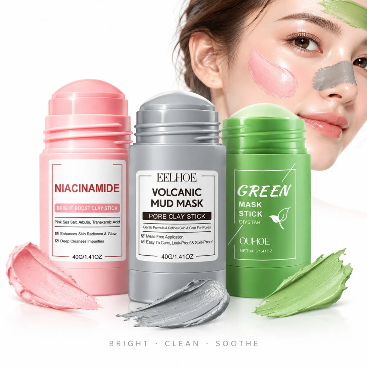 Thermabuild | Clay Mask Stick for Deep Pore Cleansing – Kaolin Face Mask with Roller Ball Applicator