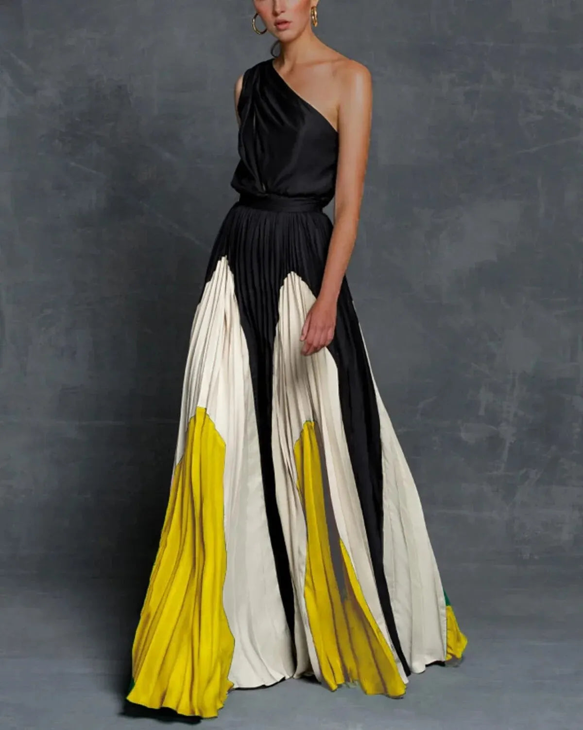 Thermabuild | One-Shoulder Pleated Wedding Guest Maxi Dress
