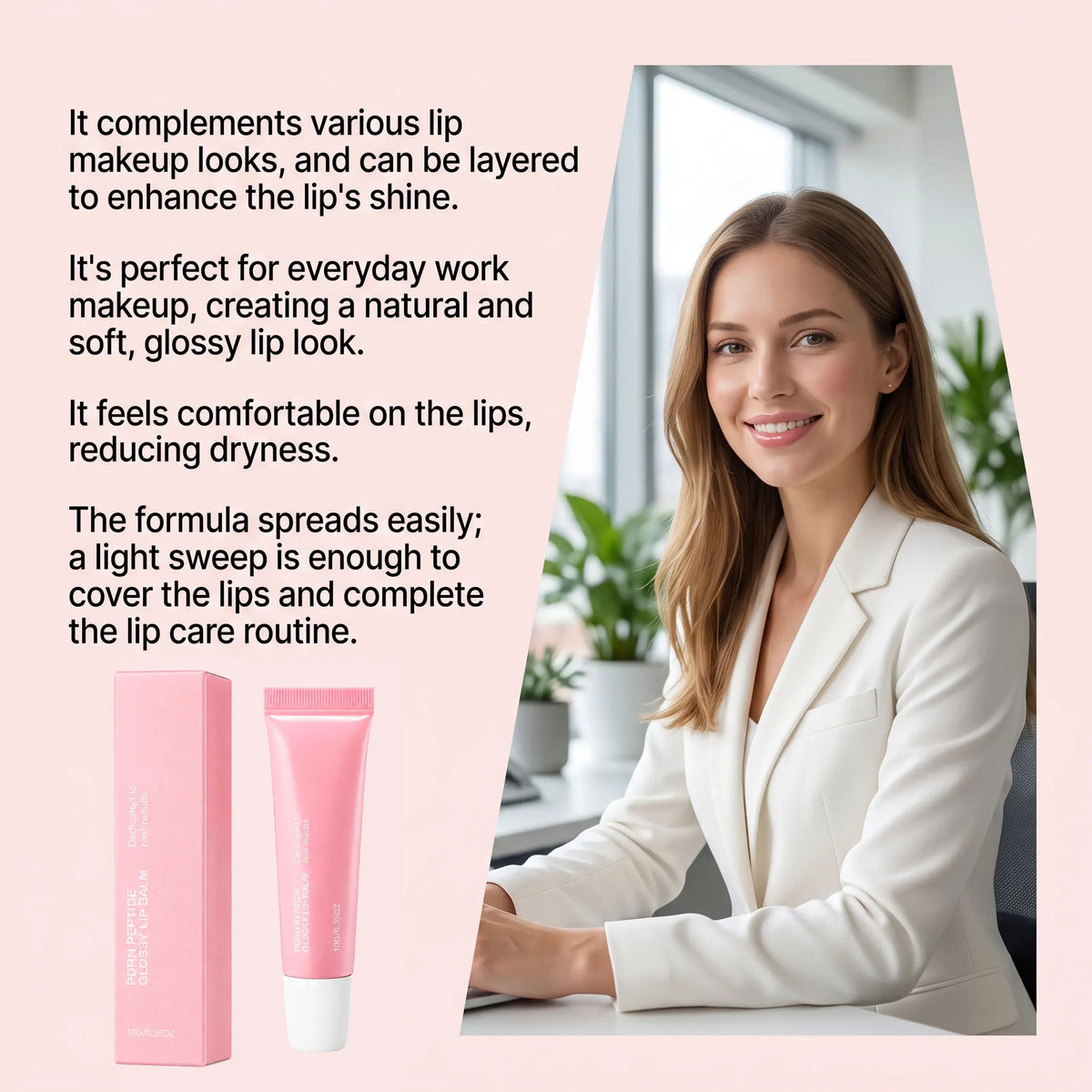 Thermabuild | PDRN Peptide Glossy Lip Balm 10g – Hydrating Pink-Tinted Lip Cream for Dry Lips