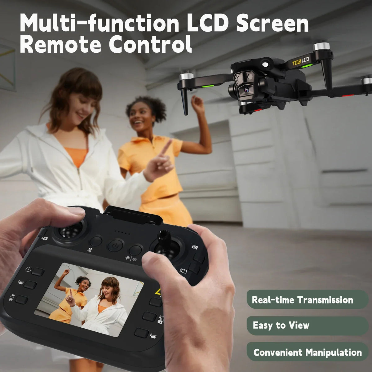 Thermabuild | Brushless Motor Drone with LCD Screen Remote Control - Portable Optical Flow Positioning Quadcopter for Beginners - Lightweight Aerial Toy