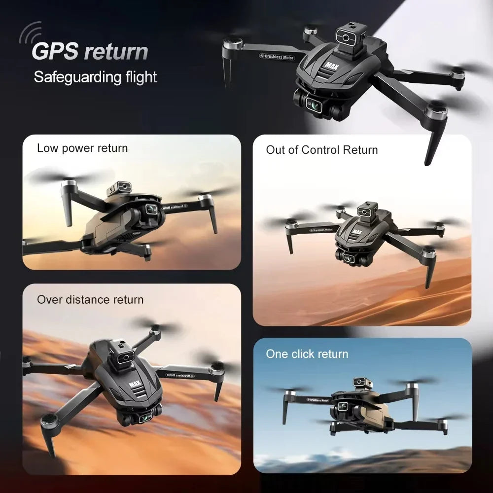 Thermabuild | V168 MAX GPS Folding Drone with 8K Camera - Professional Brushless Aerial FPV Quadcopter with Obstacle Avoidance and Large Screen Remote