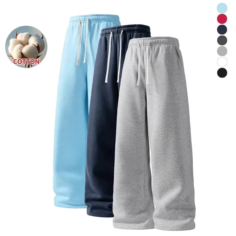 Thermabuild | Men's Wide-Leg Sweatpants – Soft Cotton Loose Fit Drawstring Casual Pants