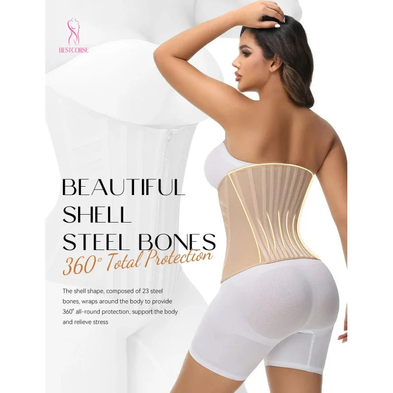 Thermabuild | Steel Boned Waist Trainer Corset for Women – Firm Control Waist Cincher, XS–3XL