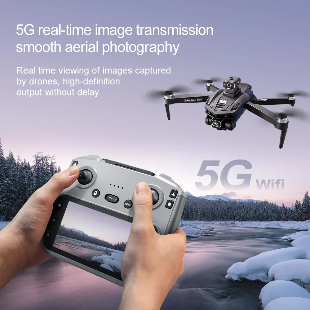 Thermabuild | V168 MAX GPS Folding Drone with 8K Camera - Professional Brushless Aerial FPV Quadcopter with Obstacle Avoidance and Large Screen Remote