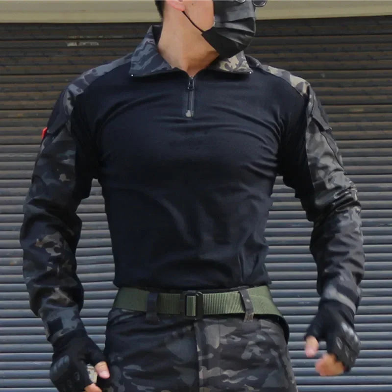 Thermabuild | Men's Military Tactical Uniform Set - Hooded Soft Shell Hunting Jacket with Breathable Long Sleeve Shirt and Multi-Pocket Cargo Pants - Unisex