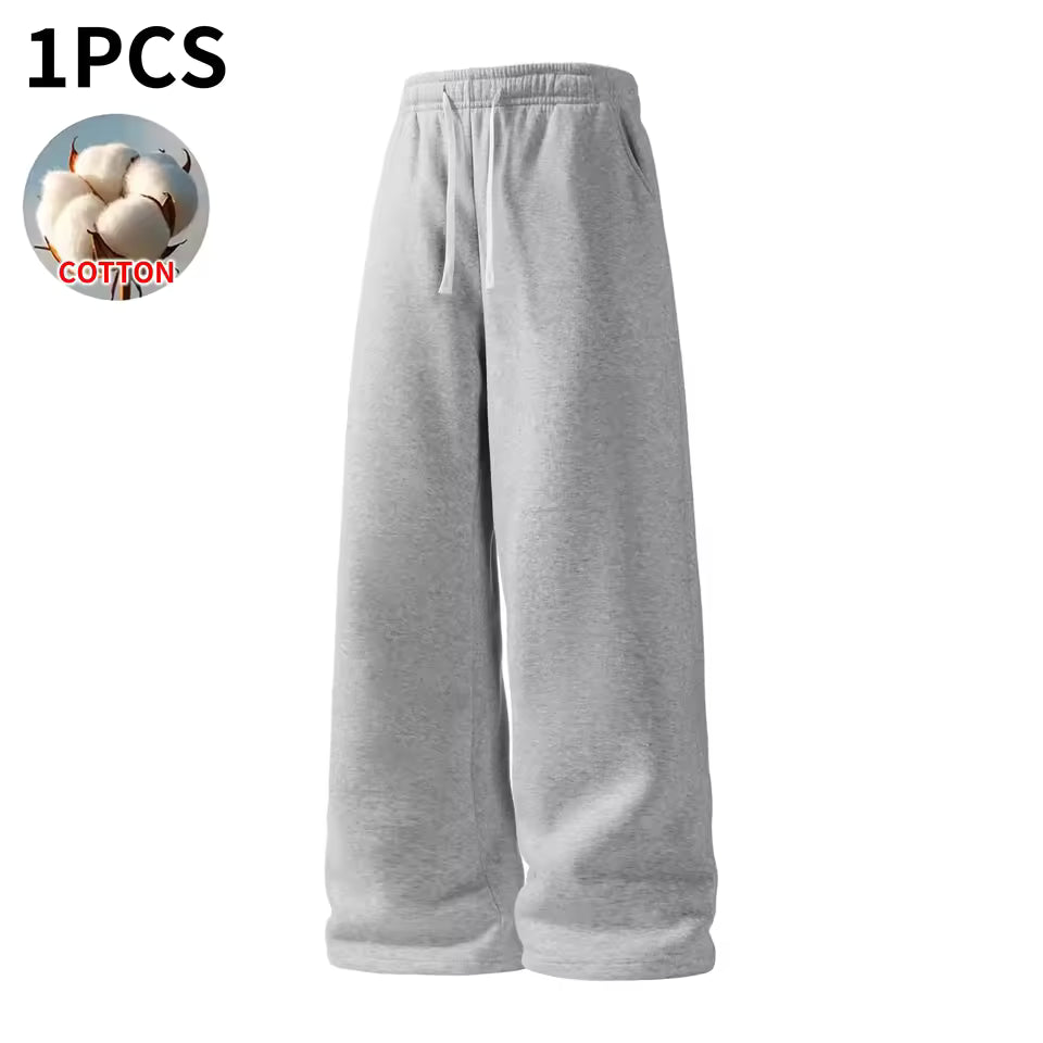 Thermabuild | Men's Wide-Leg Sweatpants – Soft Cotton Loose Fit Drawstring Casual Pants