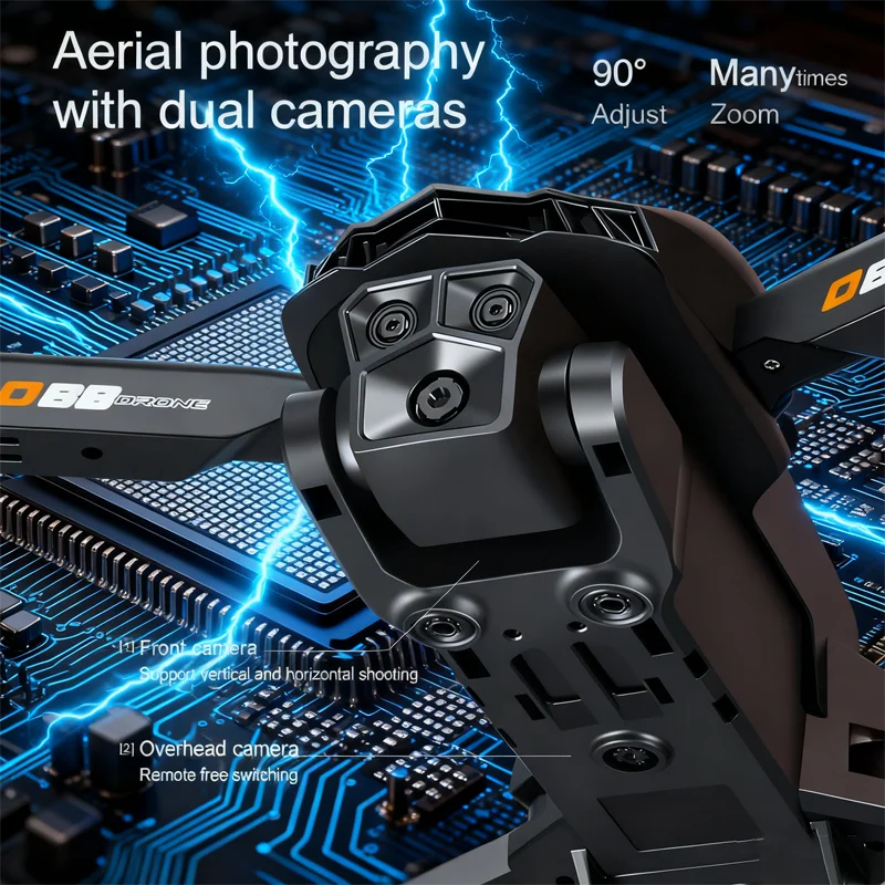 Thermabuild | Foldable GPS Drone with 8K Aerial HD Dual Camera - Professional Optical Flow Hovering Quadcopter for Photography with Gesture Control