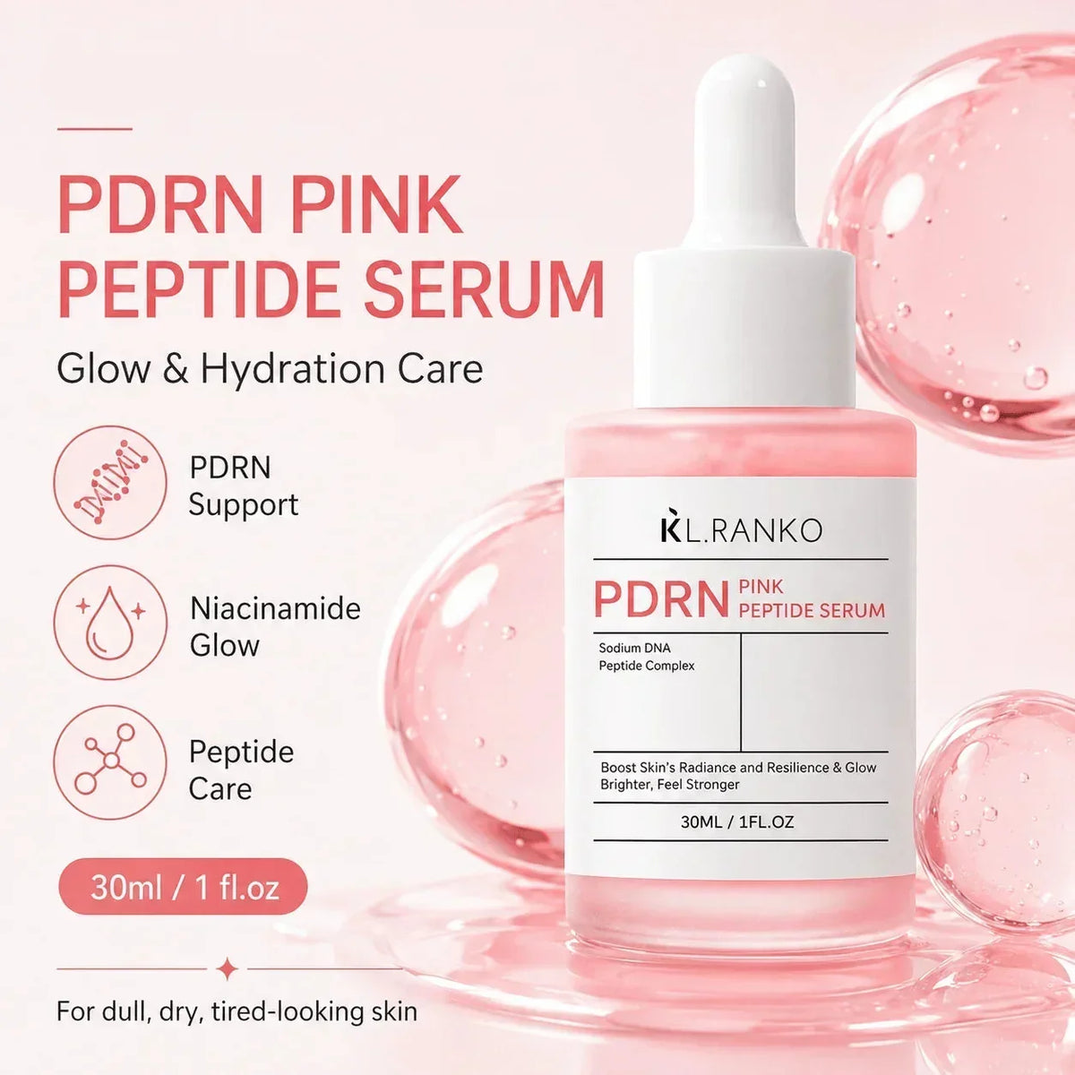 Thermabuild | PDRN Peptide Face Serum 30ml with Collagen and Niacinamide – Hydrating Glow Serum