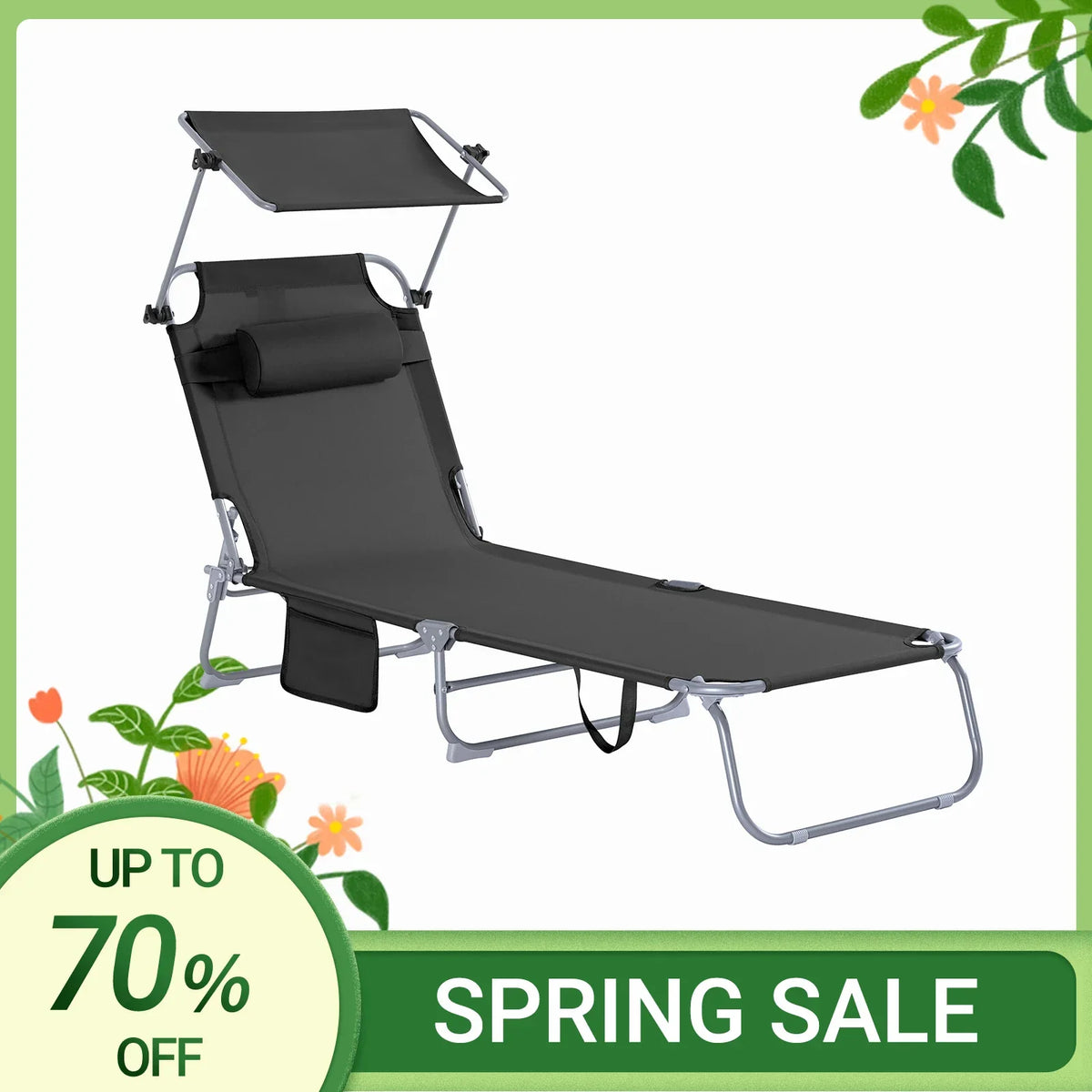 Thermabuild | Outdoor Garden Swing Lounger with Metal Frame and Side Storage Bag - Ergonomic Relaxing Rocking Chair for Courtyard, Beach, and Balcony