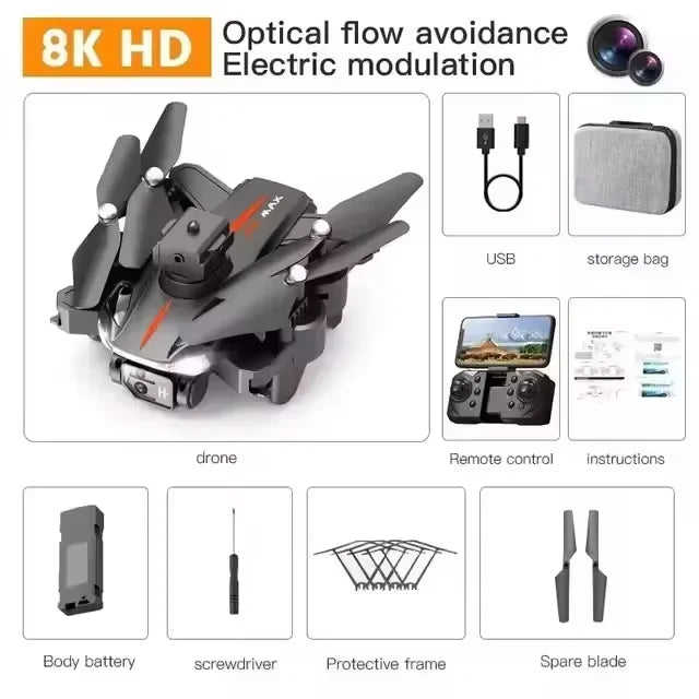Thermabuild | Professional GPS Drone with 8K HD Dual Camera - Brushless Motor Quadcopter with 5G Aerial FPV Obstacle Avoidance for Photography