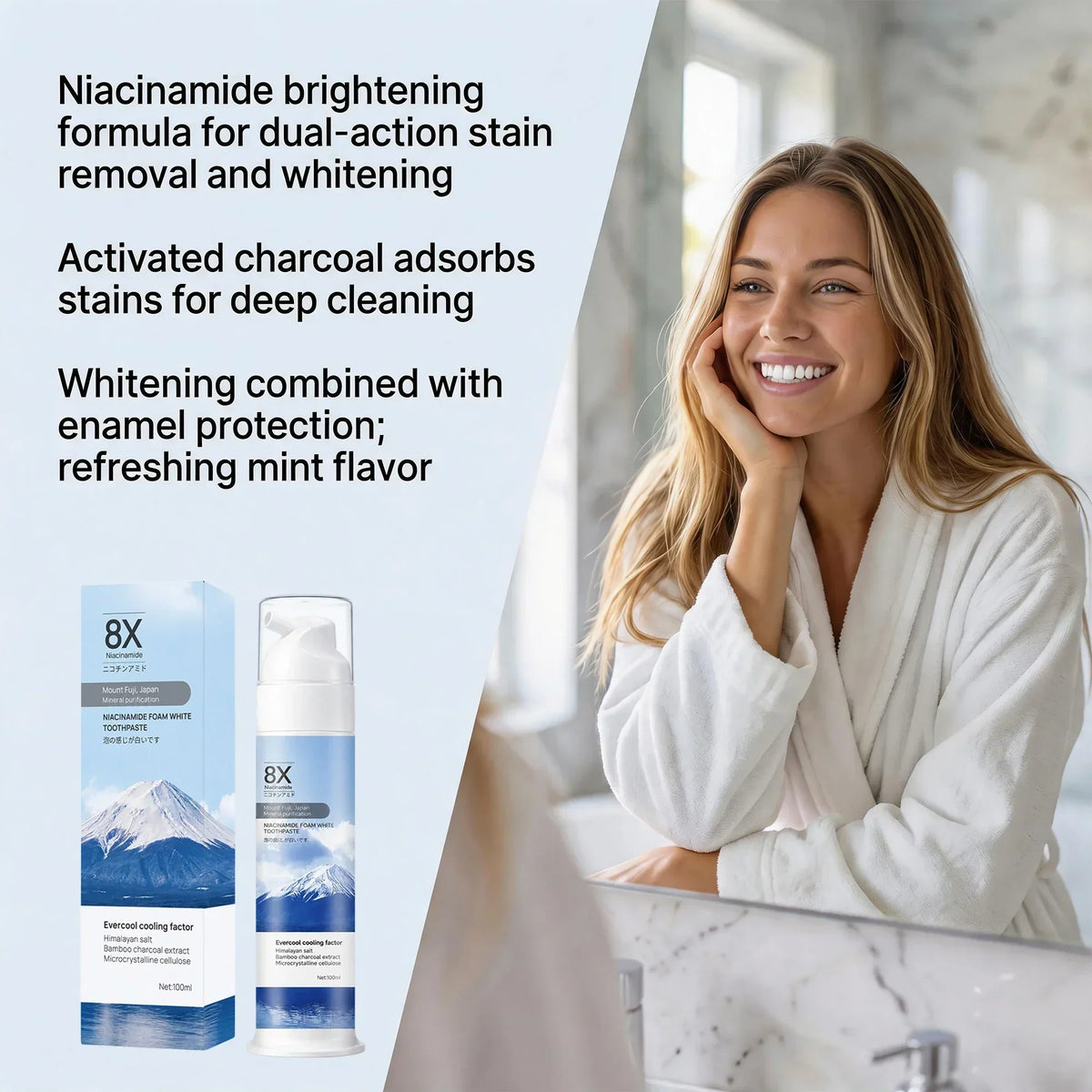 Thermabuild | Niacinamide Foam Toothpaste 100ml – Teeth Brightening Foam for Fresh Breath