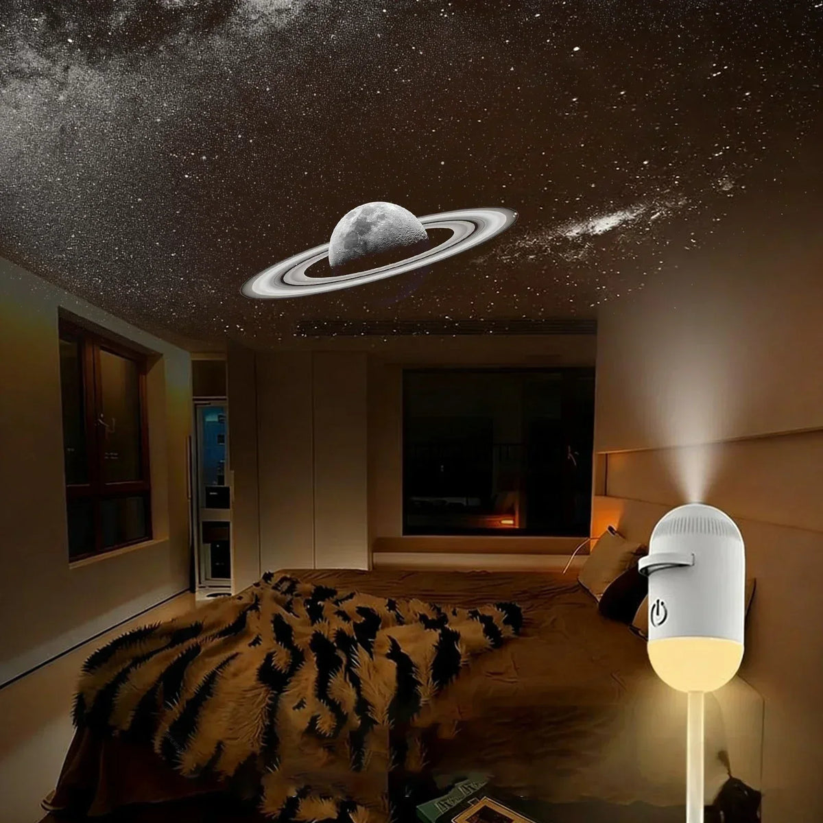 Thermabuild | USB Mini Galaxy Star Projector Night Light with Interchangeable Slide Films – Starry Sky Light for Home and Car