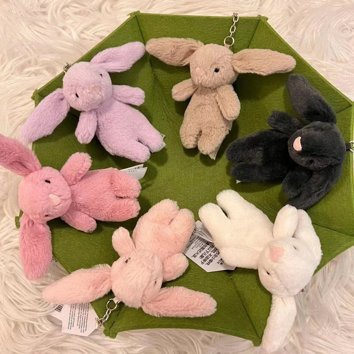 Thermabuild | Plush Rabbit Bag Charm & Keychain – Soft Beige