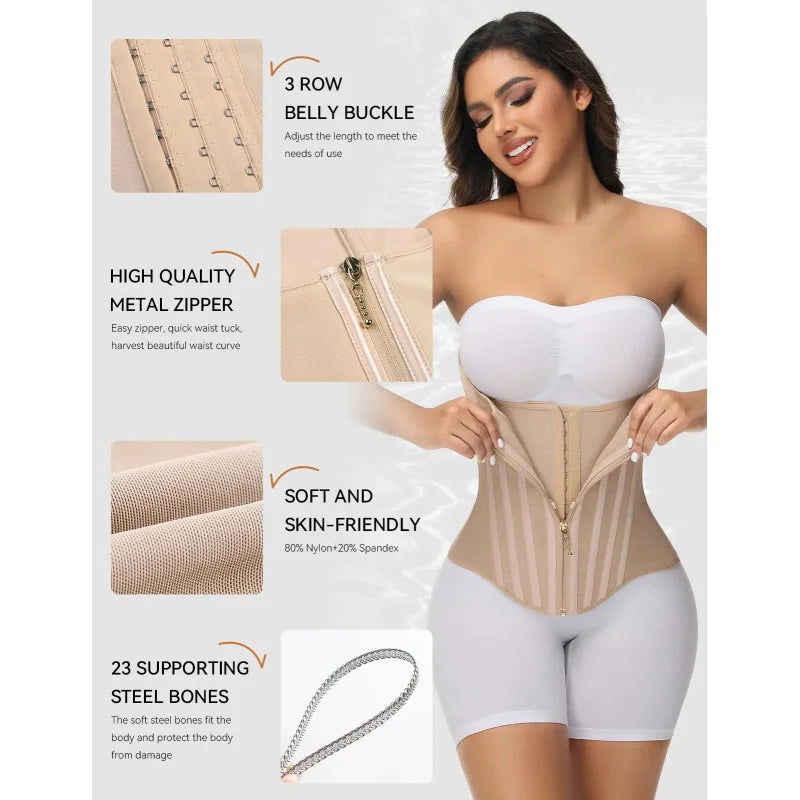 Thermabuild | Steel Boned Waist Trainer Corset for Women – Firm Control Waist Cincher, XS–3XL