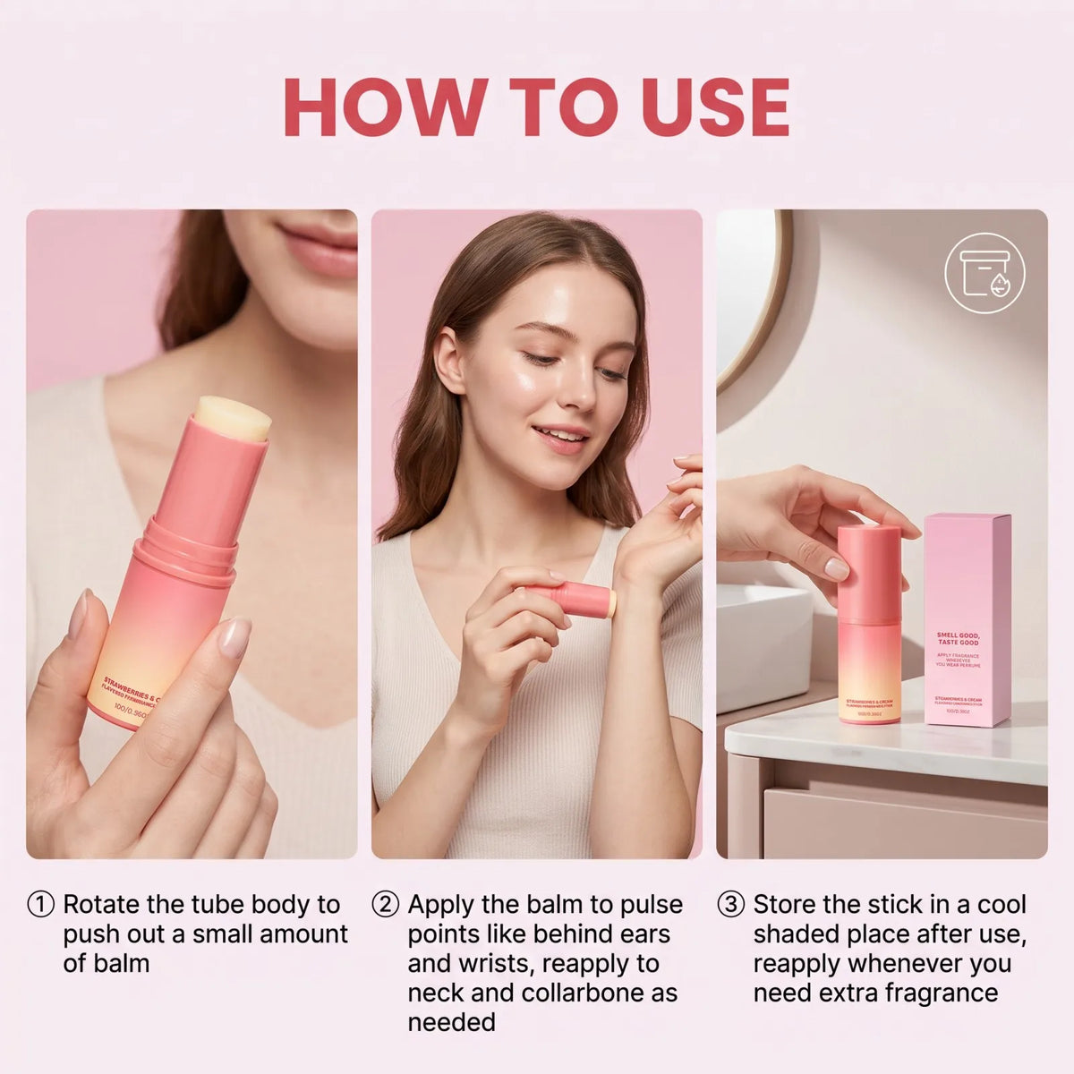 Thermabuild | Strawberry Cream Solid Perfume Stick 10g – Portable Fragrance Balm
