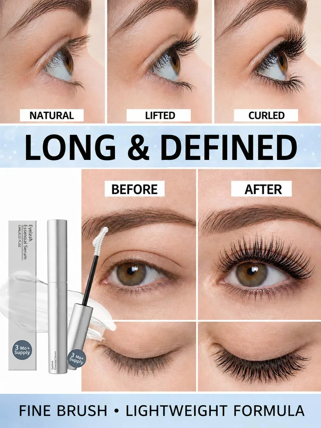 Thermabuild | Eyelash and Eyebrow Serum 15ml with Biotin, Castor Oil and Precision Brush