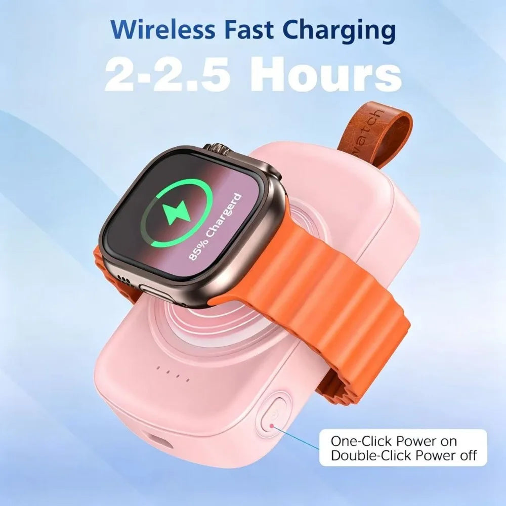 Thermabuild | Portable Magnetic Smartwatch Charger Keychain with 1800mAh Battery – Wireless Charging Dock