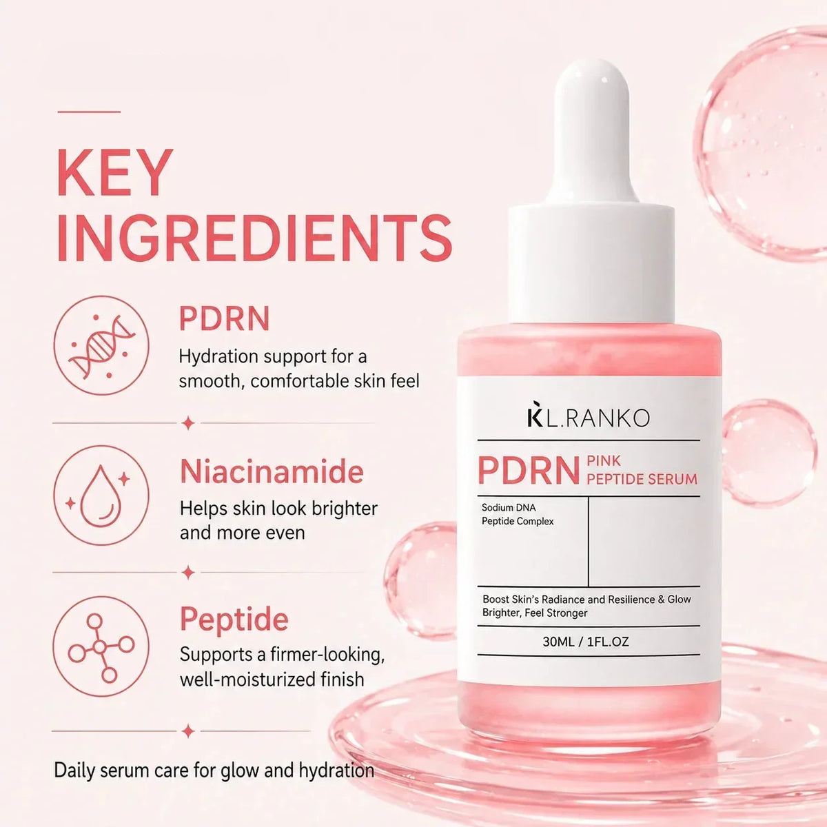 Thermabuild | PDRN Peptide Face Serum 30ml with Collagen and Niacinamide – Hydrating Glow Serum