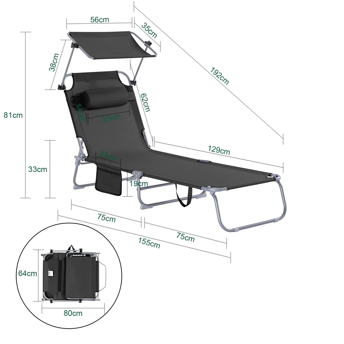Thermabuild | Outdoor Garden Swing Lounger with Metal Frame and Side Storage Bag - Ergonomic Relaxing Rocking Chair for Courtyard, Beach, and Balcony