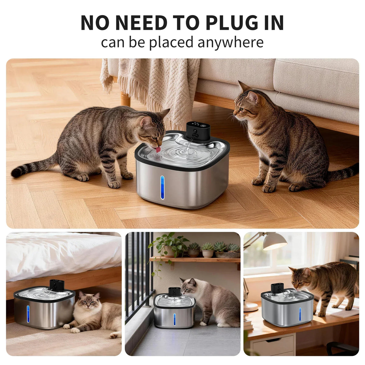 Thermabuild | Wireless Cat Water Fountain 3.5L with Motion Sensor, Filter and 4000mAh Battery