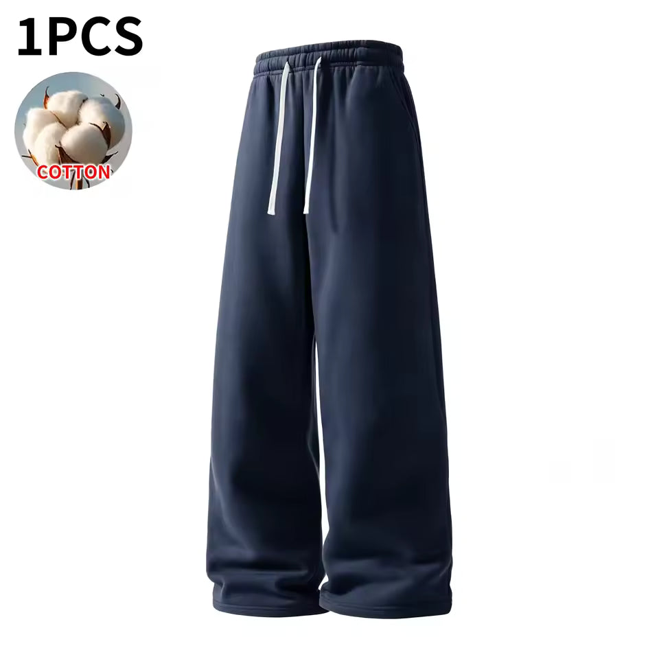 Thermabuild | Men's Wide-Leg Sweatpants – Soft Cotton Loose Fit Drawstring Casual Pants